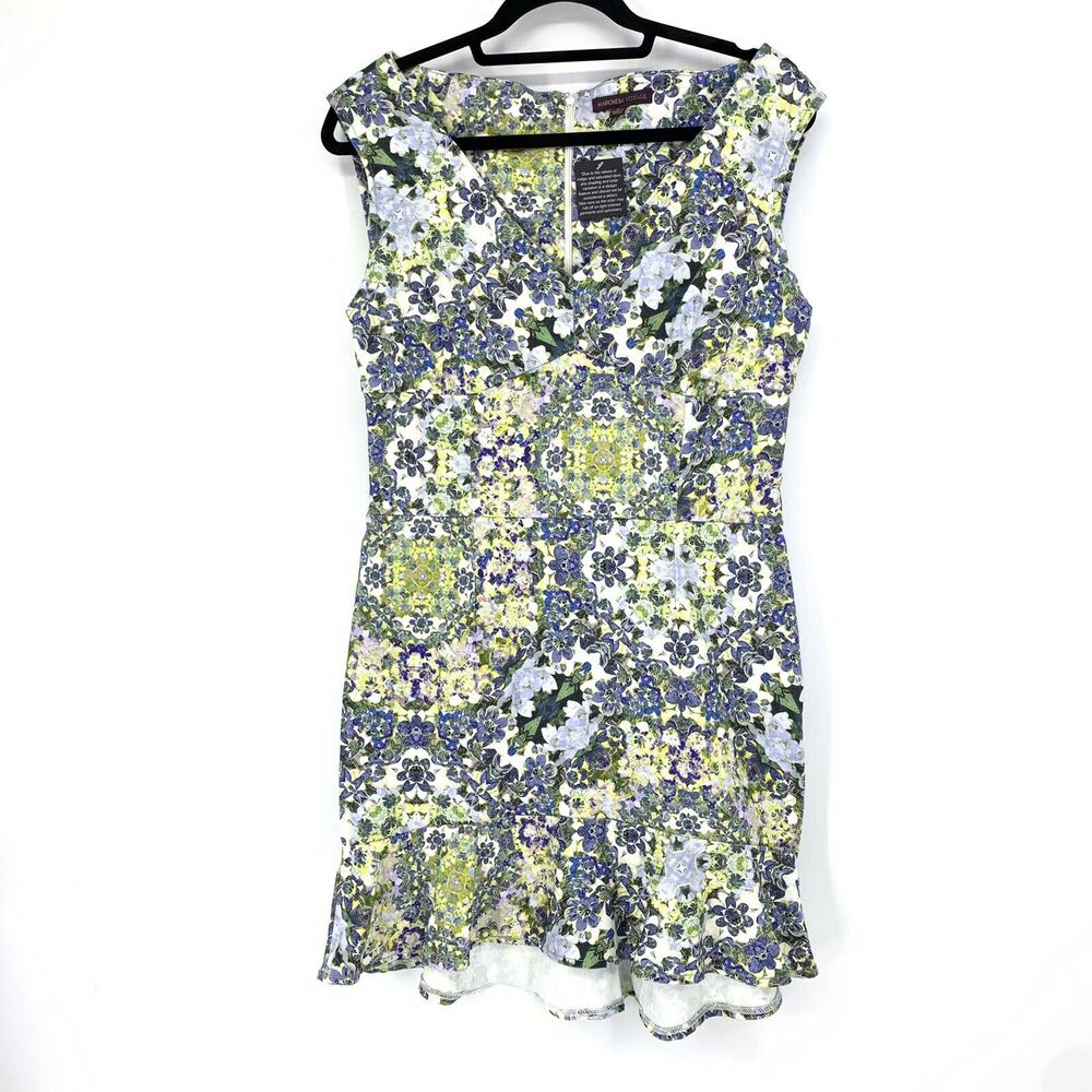 Marchesa Voyage Dress Womens Size 12 Flounce Hem Sheath Sleeveless Floral Print